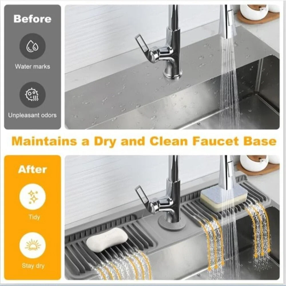 New 24 Inch Faucet Mat for Kitchen Sink, Kitchen Sink Water Splash Guard
